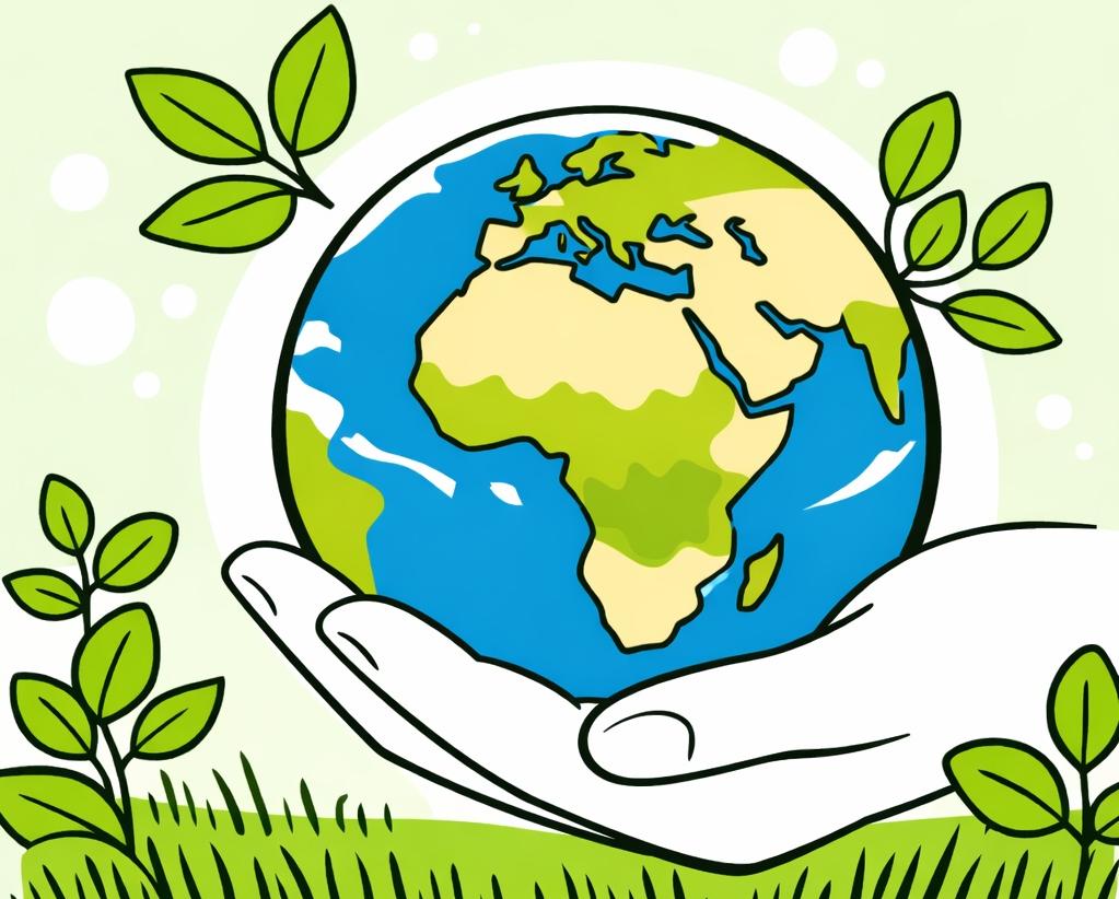 A hand is holding the blue planet.